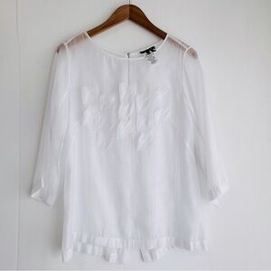 Nic + Zoe lightweight sheer blouse with patchwork design on front size medium